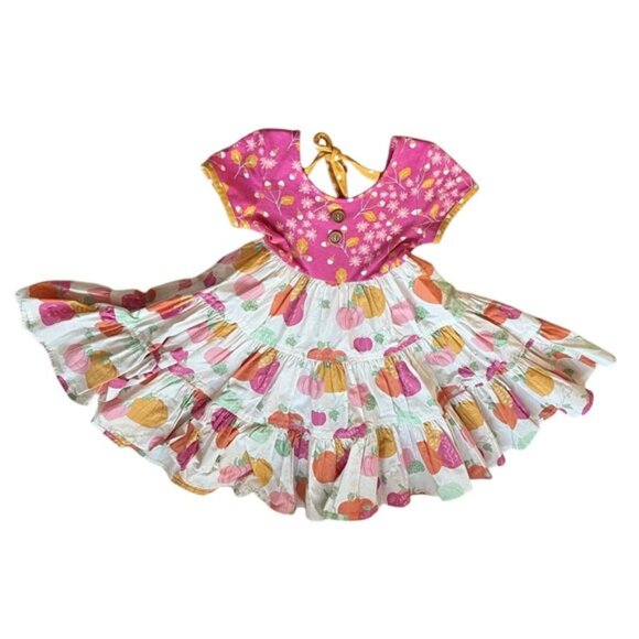 Eleanor Rose Britney Dress Girls Size 3 - 4 Pumpkin Acorn Short Sleeve - Picture 3 of 11